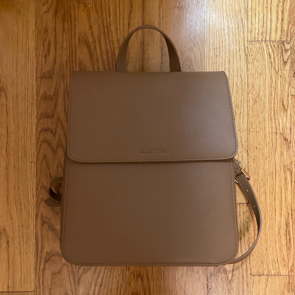 Charles & Keith Brown Leather Backpack
